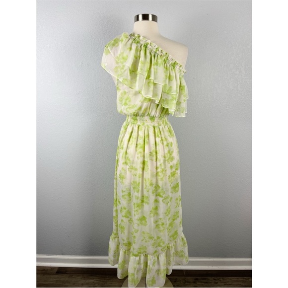 MISA LOS ANGELES Rumi One Shoulder Midi Dress in Honeydew Blossom - Picture 5 of 6